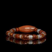 Antigua pulsera de cuentas y Dzi de ágata, dinastía Liao