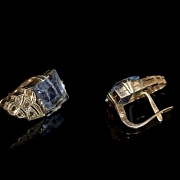 Pendientes Art Déco de oro de 14 kt con aguamarinas