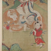 Pintura china “Guanyin sobre león celestial”, con firma Jin Liying - 4