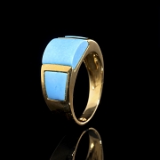 Anillo con turquesas en oro amarillo de 18 kt