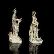 Pair of porcelain figures, ‘Asia and Europe’, 19th century