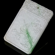 Jadeite plaque ‘Mantis on a branch’, Qing dynasty