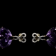 Pendientes en oro amarillo de 18K con amatistas y diamantes