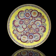 Fencai glazed porcelain plate ‘Flowers’, with Yongzheng mark