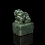 Green jade ‘Auspicious Beast’ seal, Qing dynasty