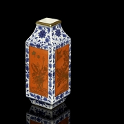 Quadrangular vase ‘Flowers and Birds’, with Qianlong seal