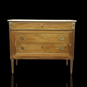 Chest of drawers with marble top, Louis XVI style, circa 1930