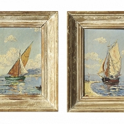 A. Dartois (20th century) ‘Pair of seascapes with boats’