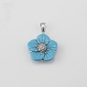 绿松石18K白金挂坠