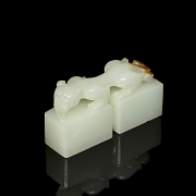 Doble sello de jade blanco