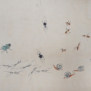 Pintura china “Insectos y caligrafía”, con firma Jiang Hanting - 4