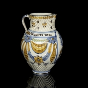 Ceramic jug from Talavera de la Reina, Modesta Diaz, 1865