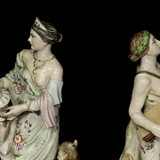 Pair of porcelain figures, ‘Asia and Europe’, 19th century