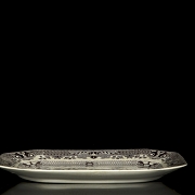 灰色柳叶纹伯利瓷托盘，十九世纪