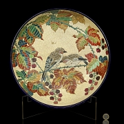 Longwy, glazed ceramic plate ‘Birds’, early 20th century