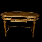 Mesa de despacho riñón con sillón, estilo Luis XVI, s.XX