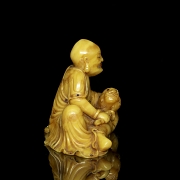Shoushan stone figure ‘Luohan with beast’, Qing dynasty