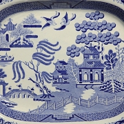 Pair of Willow Pattern trays, ‘Improved Stoneware’, 19th-20th century