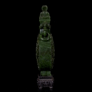 Spinach green jade vase ‘Eight Treasures’, Qing dynasty