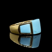 Anillo oro amarillo 18k y turquesa