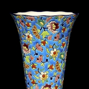 Longwy, glazed ceramic vase ‘Flowers’, 20th century