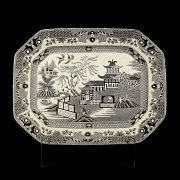 灰色柳叶纹伯利瓷托盘，十九世纪