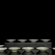 Juego de once platos de cerámica esmaltada, dinastía Ming
