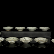 Juego de once platos de cerámica esmaltada, dinastía Ming