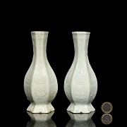 Pareja de jarrones de porcelana con vidriado Qingbai, estilo Song - 5
