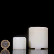 Conjunto caja y anillo de jade blanco de Hetian, dinastía Qing