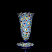 Longwy, glazed ceramic vase ‘Flowers’, 20th century