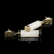 Dangling earrings in 18kt yellow gold and mother-of-pearl - 4