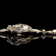 Broche de oro y plata con diamantes y perlas, estilo Eduardino