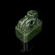 Spinach green jade ‘Mythological Dragon’ seal, Qing dynasty