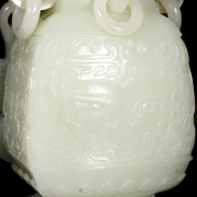 Jarrón colgante de jade blanco de Hetian, dinastía Qing