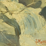 J. Mettlach (20th century) ‘Bridge between rocks’