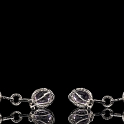 Pendientes largos de oro blanco 18K, amatistas y diamantes