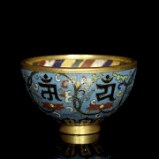 Small bronze cup‘Lotus’, with cloisonné enamel