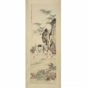 Chinese painting ‘Children playing’, signed Wu Guangyu - 1