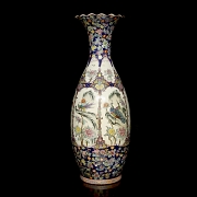 Gran jarrón de cerámica policromada familia rosa