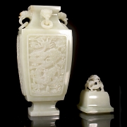 Jarrón de jade blanco de Hetian 
