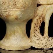 Copas rituales de jade blanco tallado 