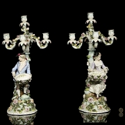 Alfred Voigt, Sitzendorf (1887-1900), Pair of Candlesticks, 19th century - 8
