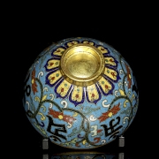 Small bronze cup‘Lotus’, with cloisonné enamel