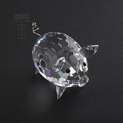 Juego de cuatro figuras en cristal de Swarovski, dos cerdos, hipopótamo y castor - 4