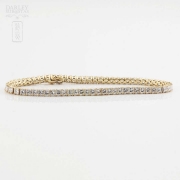 Pulsera riviére en oro amarillo de 18k y diamantes. - 5