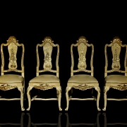 Cuatro sillas de estilo Reina Ana con decoración Chinoiserie, s.XX