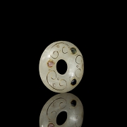 Colgante de jade de Hetian con oro, plata y turmalina, dinastía Tang