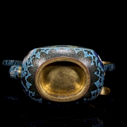 Tetera de bronce con esmalte cloisonné, estilo Song, dinastía Qing