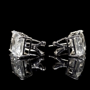 Pendientes en oro blanco de 18K, con aguamarina y diamantes